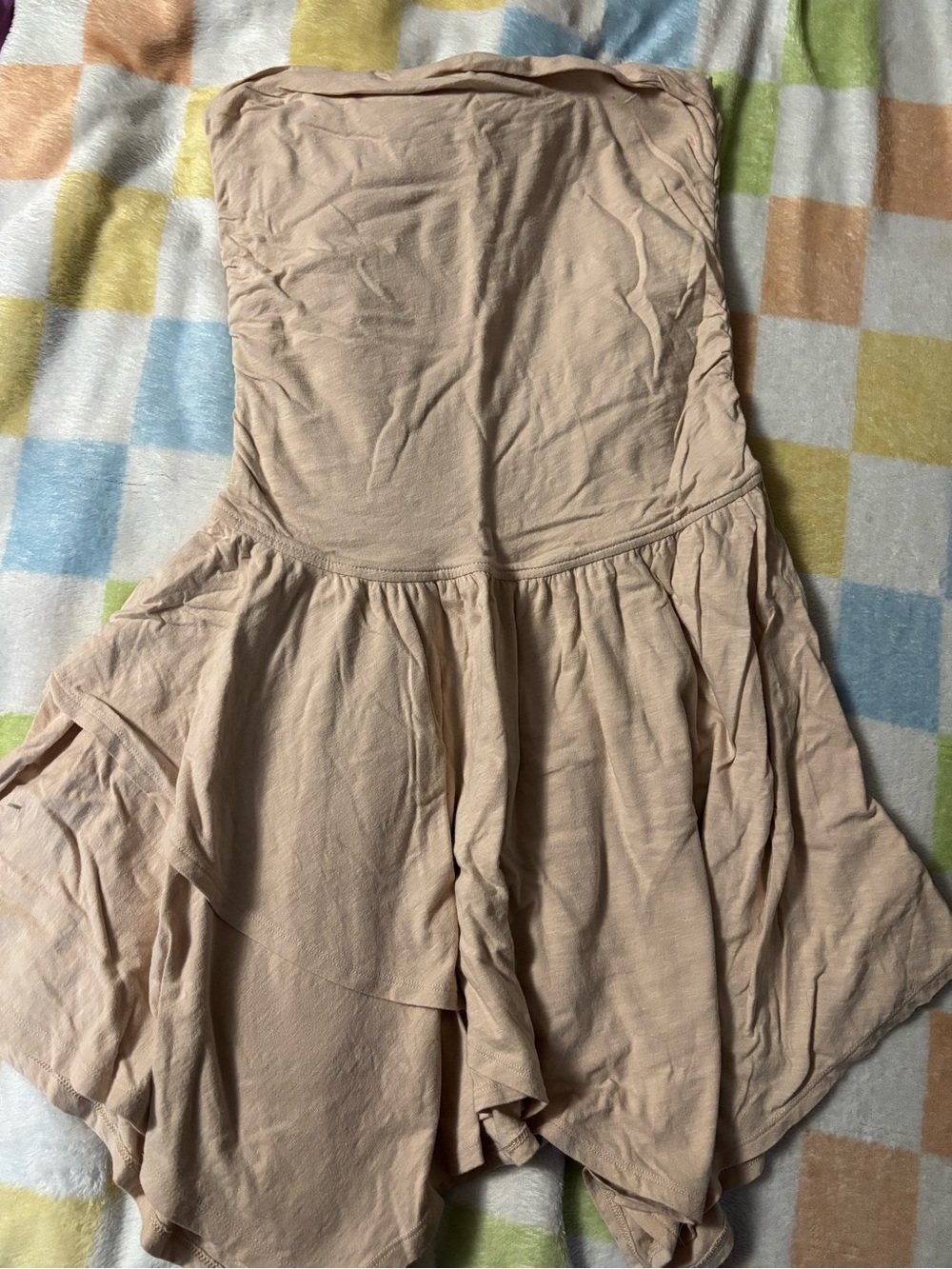 aerie Strapless Beige/Tan Flowy Dress